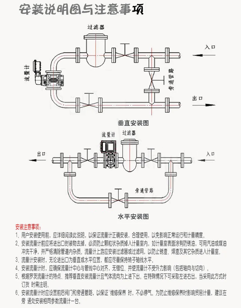 沼氣羅茨流量計(jì)安裝說(shuō)明圖